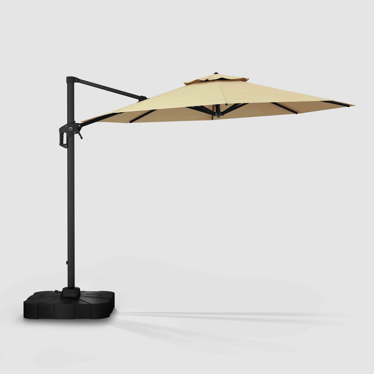 Cantilever Patio Umbrella | Wind Resistant, 360 Rotation | Commercial Grade | Sunbrella Antique Beige