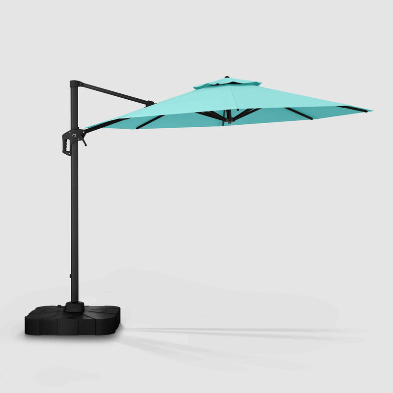 canada patio umbrella EliteShade 9ft Solar LED Eurmax L 90.6in 13' Octagon Eclipse Cantilever Umbrella